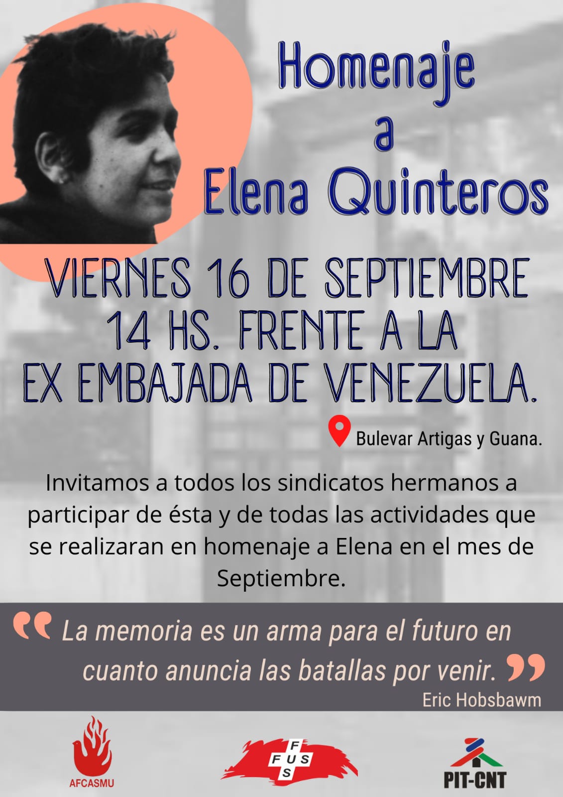 Difundimos Actividades en homenaje a Elena Quinteros Madres y
